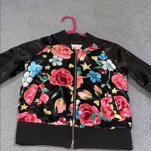 Girls black printed silk jacket